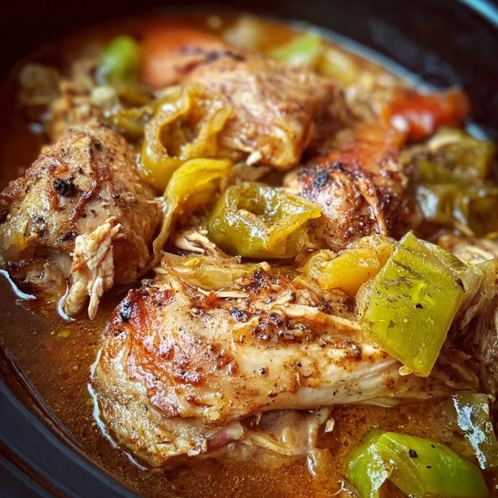 Delicious Mississippi Crockpot Chicken served with herbs and spices.