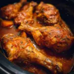 Slow cooker chicken drumsticks cooked to perfection in a savory sauce