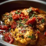 Slow Cooker Tuscan Chicken served with herbs and vegetables