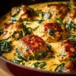 Creamy Spinach Artichoke Chicken Bake served in a dish