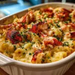 Trader Joe's Lobster Casserole in a baking dish, ready to serve.
