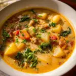 Delicious bowl of Tuscany Soup featuring fresh vegetables and herbs.