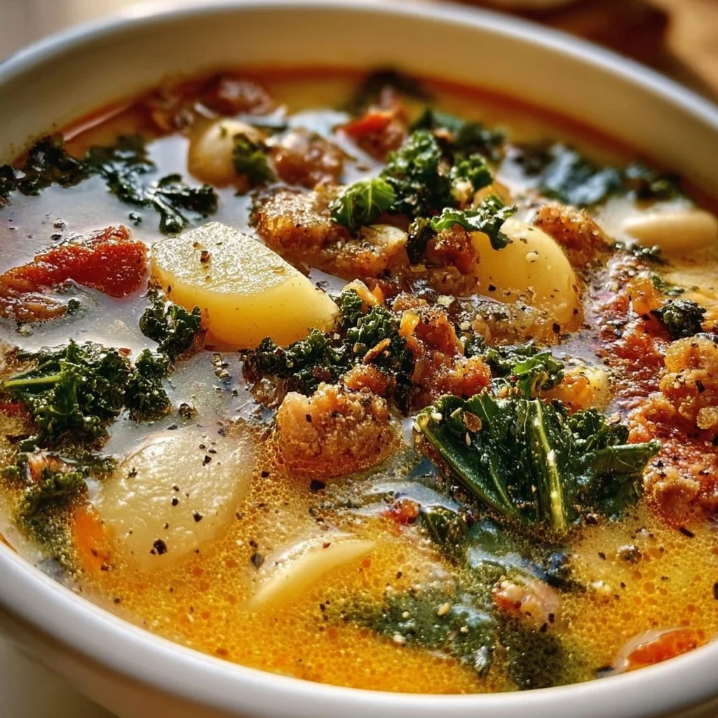 A bowl of delicious Tuscany Soup made with fresh vegetables and herbs.