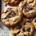 Freshly baked vegan chocolate chip cookies on a cooling rack