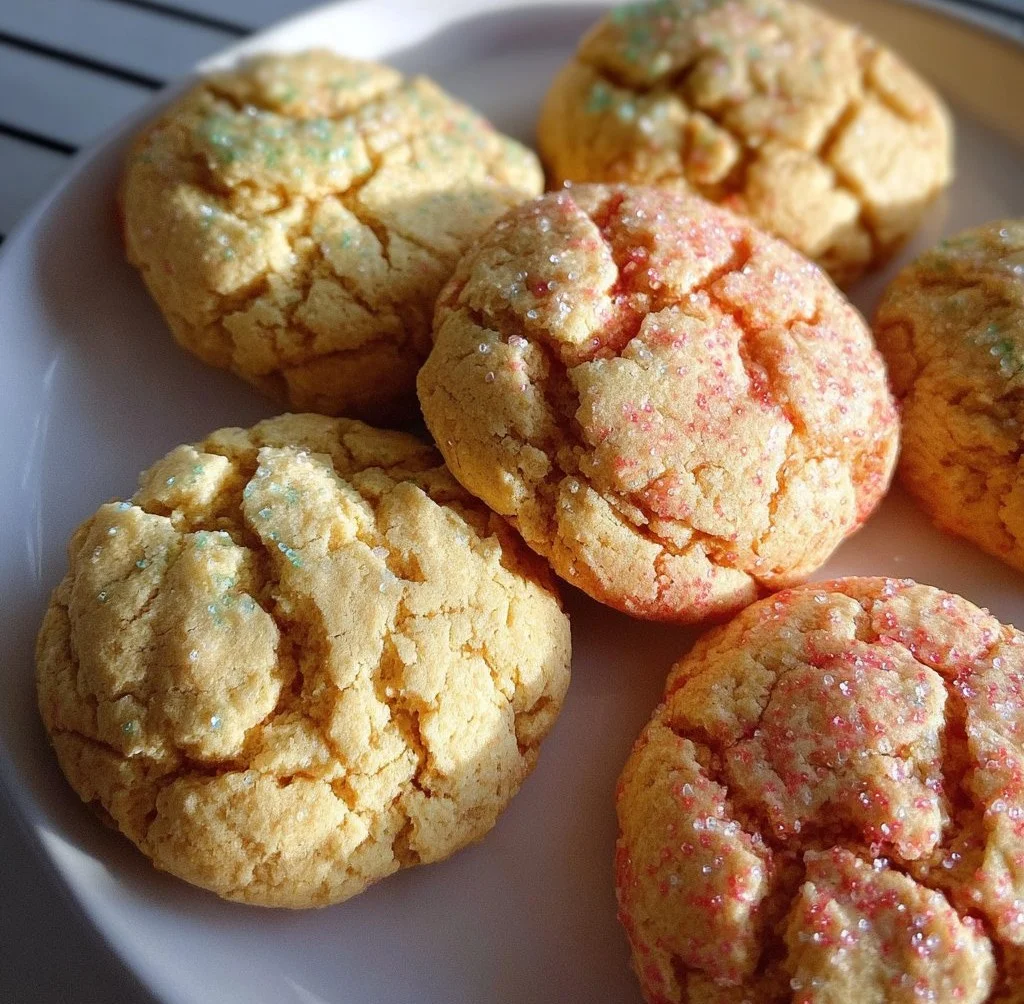 Three ingredient cake mix cookies on a baking tray ready to serve