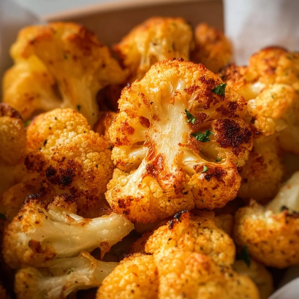 Delicious air fryer cauliflower cooked to golden perfection.