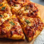 Delicious air fryer cheesy pizza fresh out of the appliance