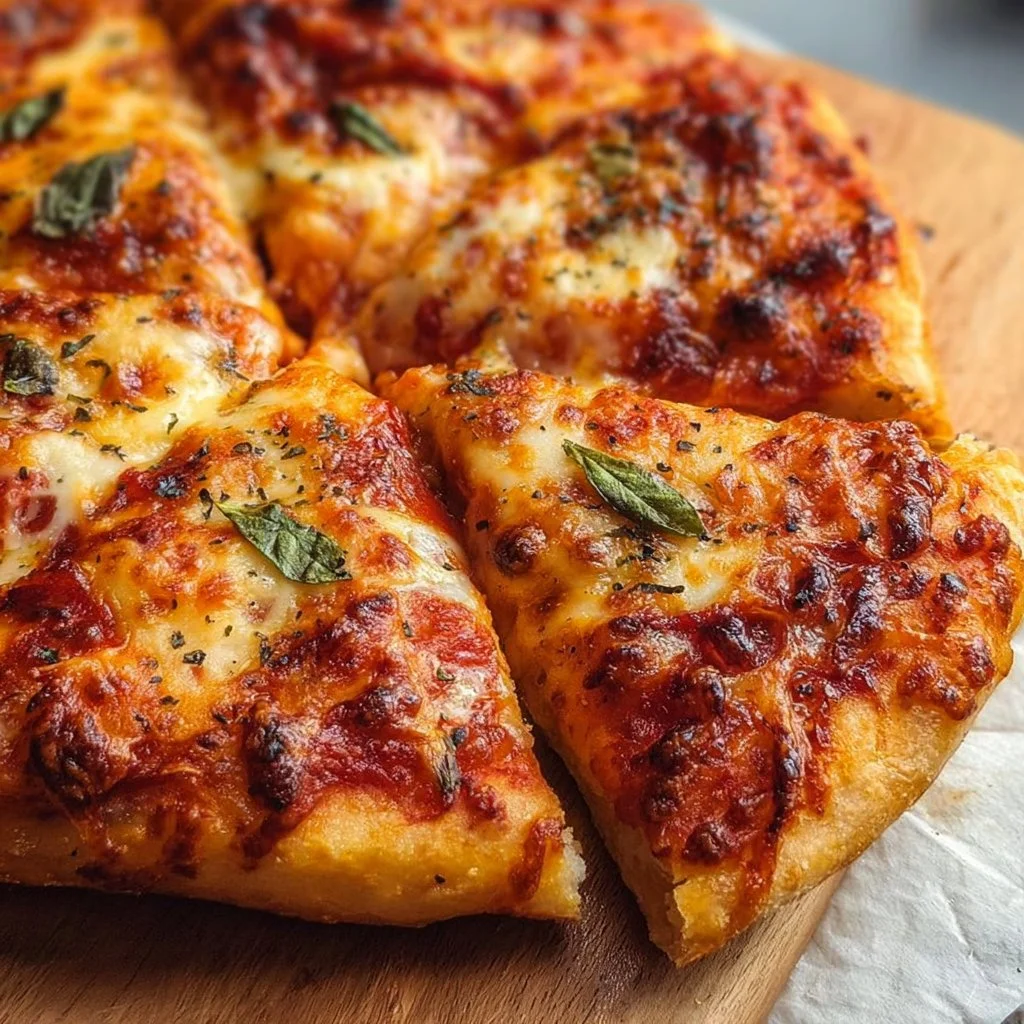 Delicious air fryer cheesy pizza fresh out of the appliance