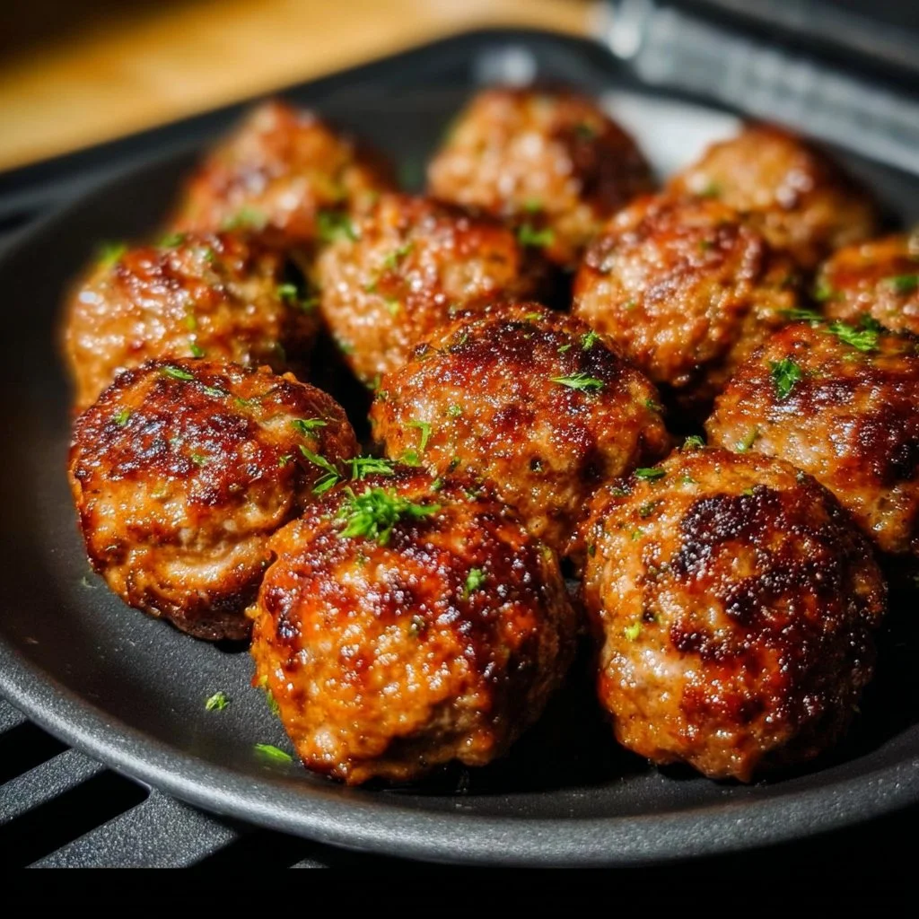 Delicious air fryer meatballs cooked to perfection.