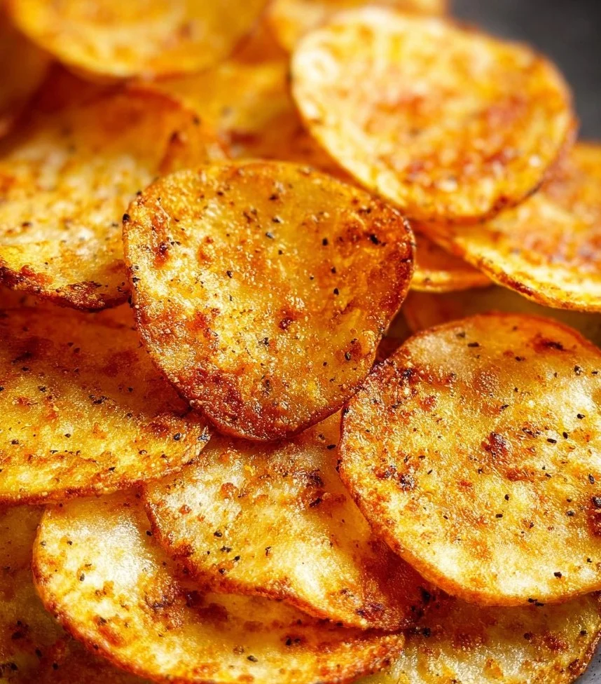 Homemade air fryer potato chips served in a bowl.