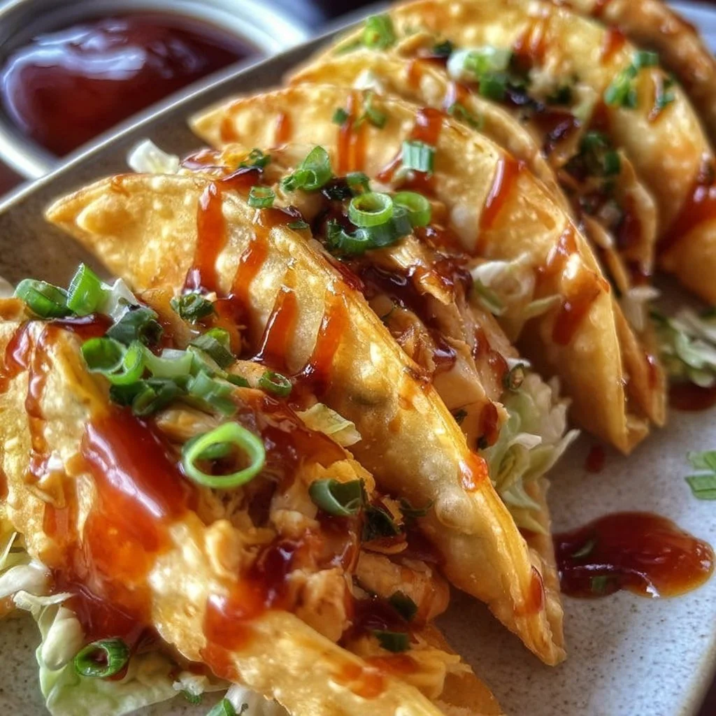 Delicious Chicken Wonton Tacos from Applebee's served on a platter