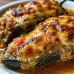 Baked stuffed peppers filled with rice, meat, and veggies, ready to serve.