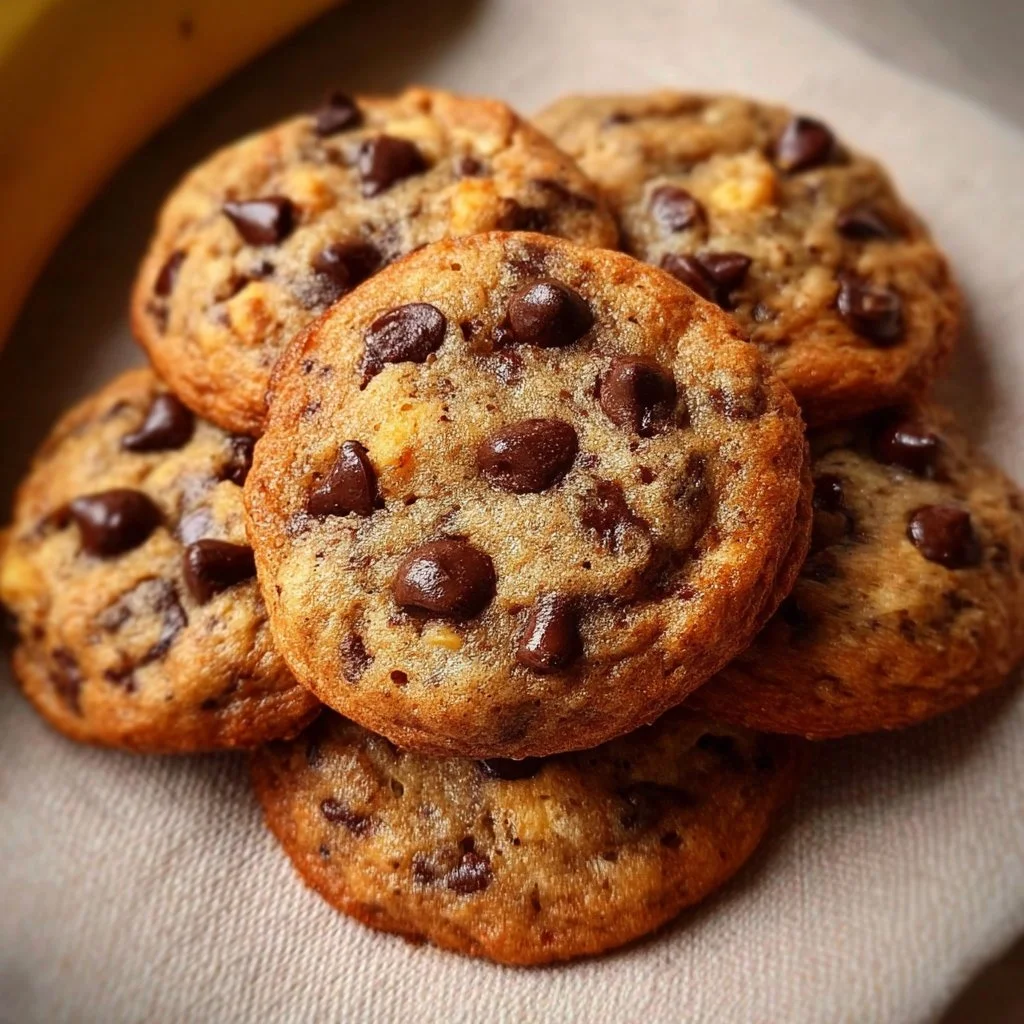 Delicious banana bread chocolate chip cookies fresh out of the oven