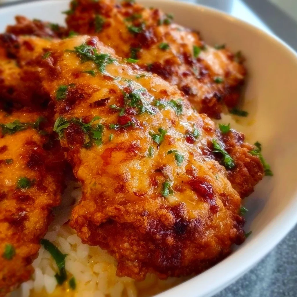 Crispy Bang Bang Air Fryer Chicken served on a plate with dipping sauce