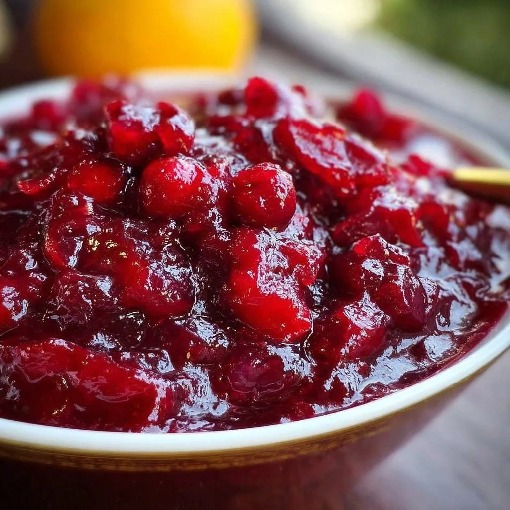 Best ever cranberry sauce served in a festive dish