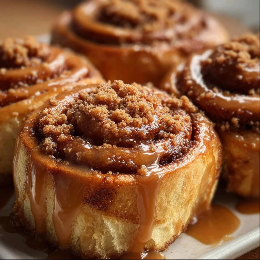 Delicious Biscoff Cookie Cinnamon Rolls topped with creamy frosting