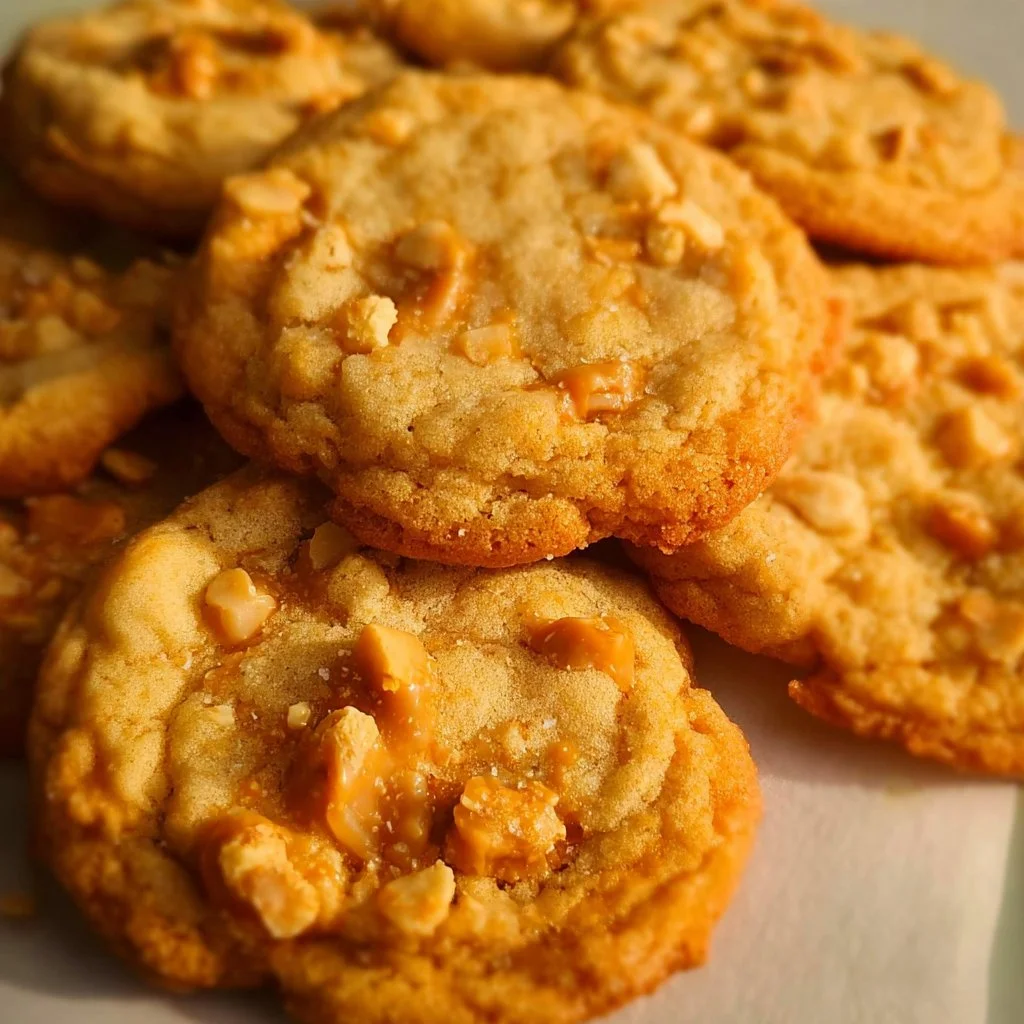 Freshly baked Butterscotch Drop Cookies on a cooling rack
