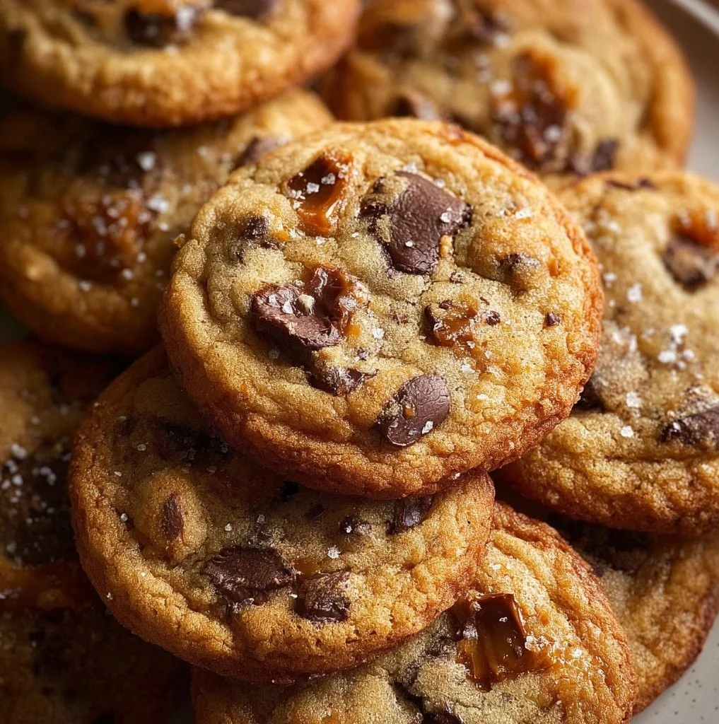 Delicious Caramel Chocolate Chip Cookies with gooey caramel and chocolate chips