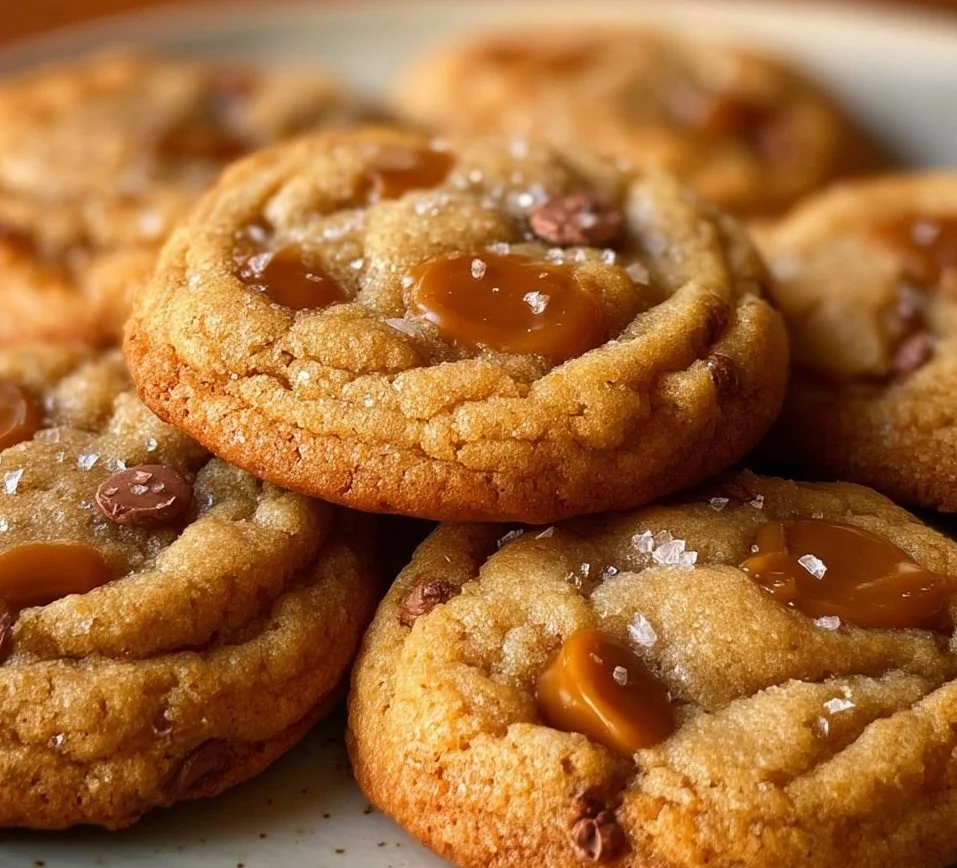 Delicious homemade caramel cookies with a golden brown finish