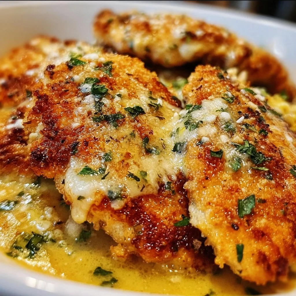 Cheesecake Factory Crusted Chicken Romano plate with herbs and sauce