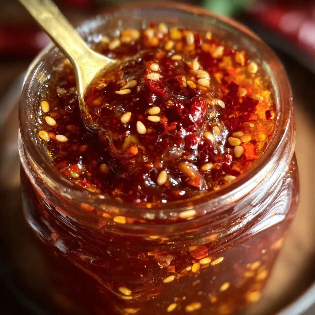 Homemade Chili Garlic Sauce in a glass jar