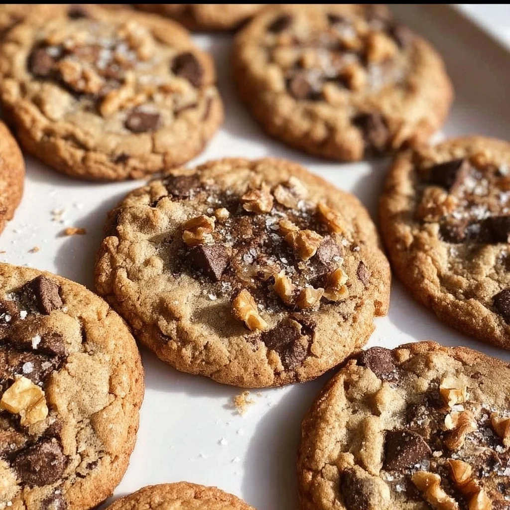 Delicious Chocolate Chip Walnut Cookies freshly baked on a cooling rack