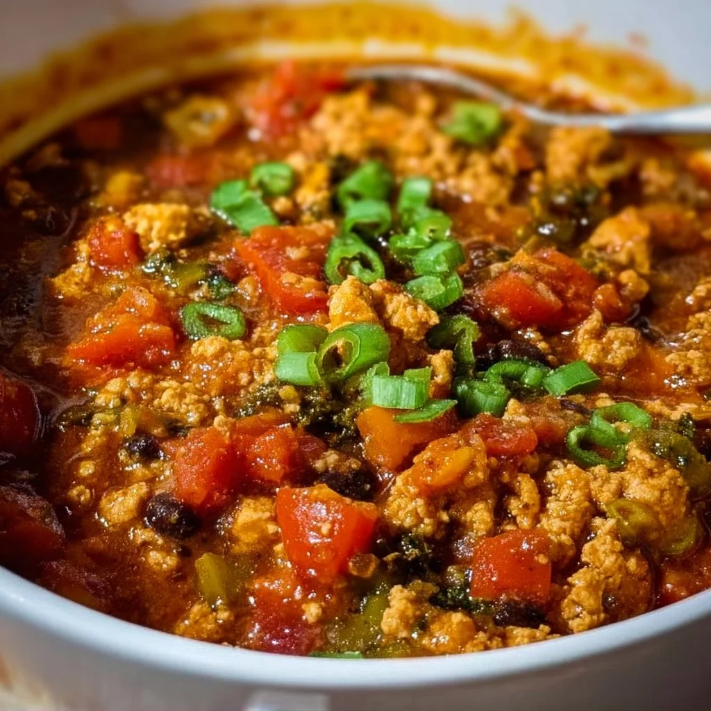 Healthy Clean Eating Ground Chicken Chili in a bowl