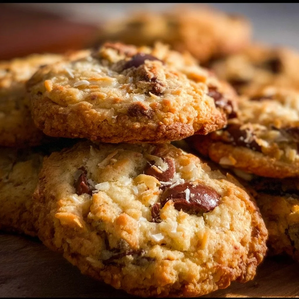 Delicious Coconut Chocolate Chip Cookies fresh out of the oven