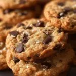Freshly baked coconut chocolate chip cookies on a cooling rack