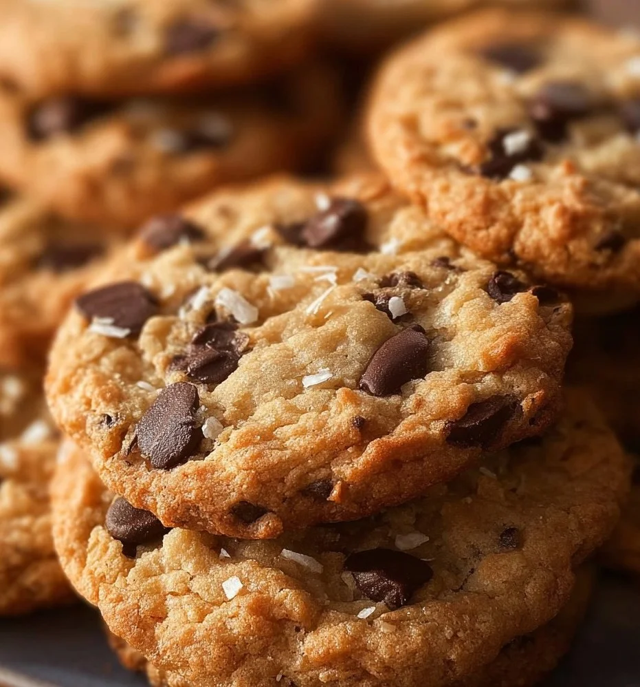 Freshly baked coconut chocolate chip cookies on a cooling rack
