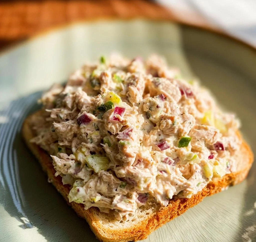 Cottage cheese tuna salad served in a bowl with fresh ingredients