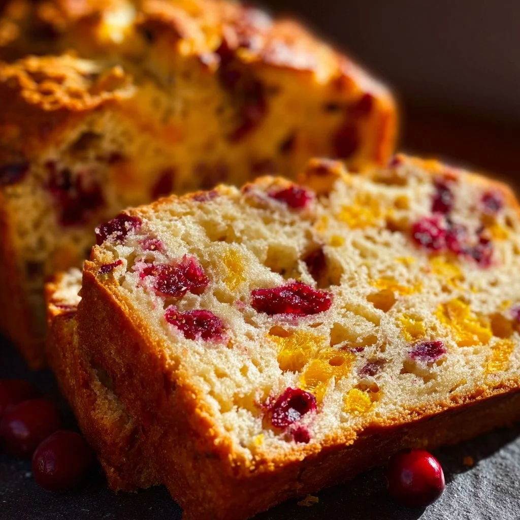 Homemade Cranberry Orange Bread with cranberries and orange zest