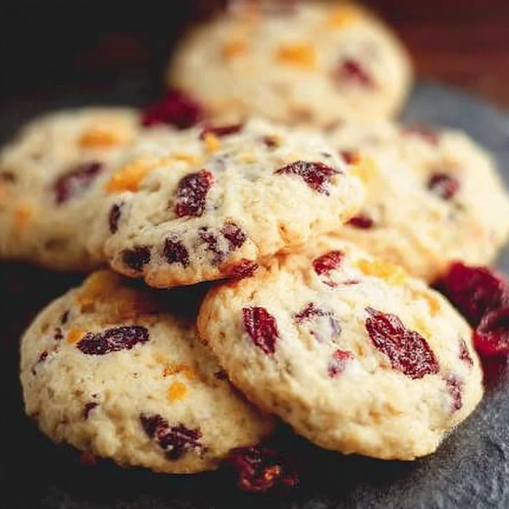 Delicious cranberry orange cookies arranged on a plate