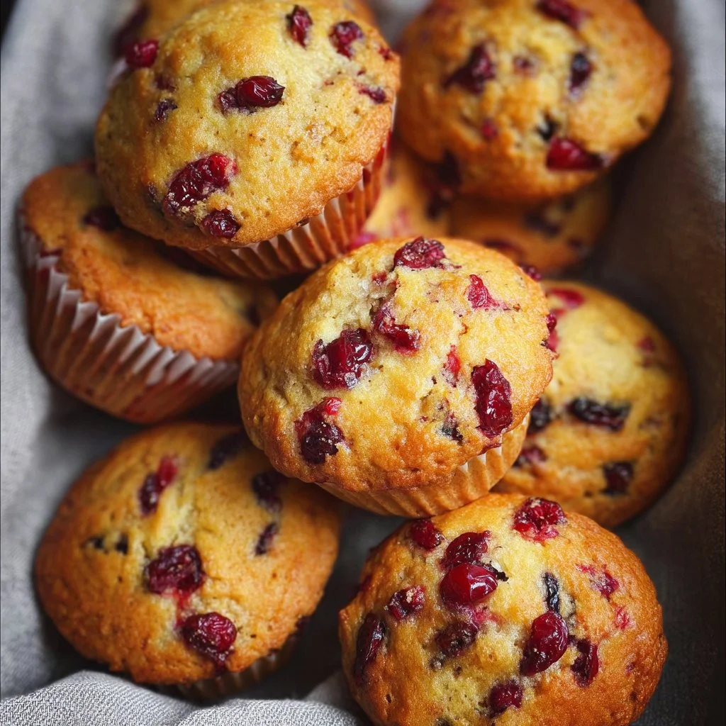 Freshly baked Cranberry Orange Muffins on a cooling rack