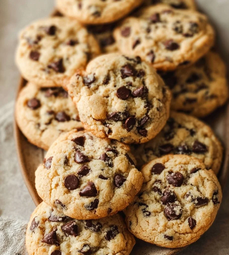 Plate of soft cream cheese chocolate chip cookies