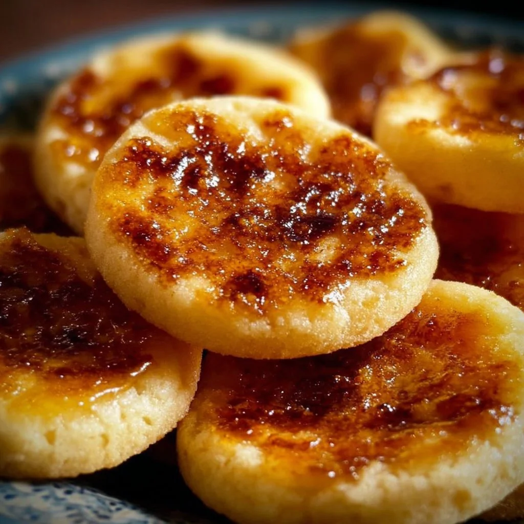 Delicious Crème Brûlée Cookies with a caramelized sugar topping.