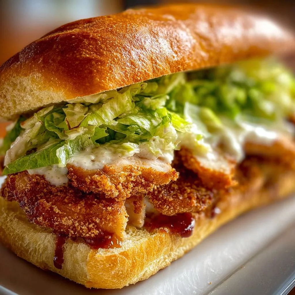 Crispy Chicken Caesar Sandwich with fresh lettuce and creamy dressing