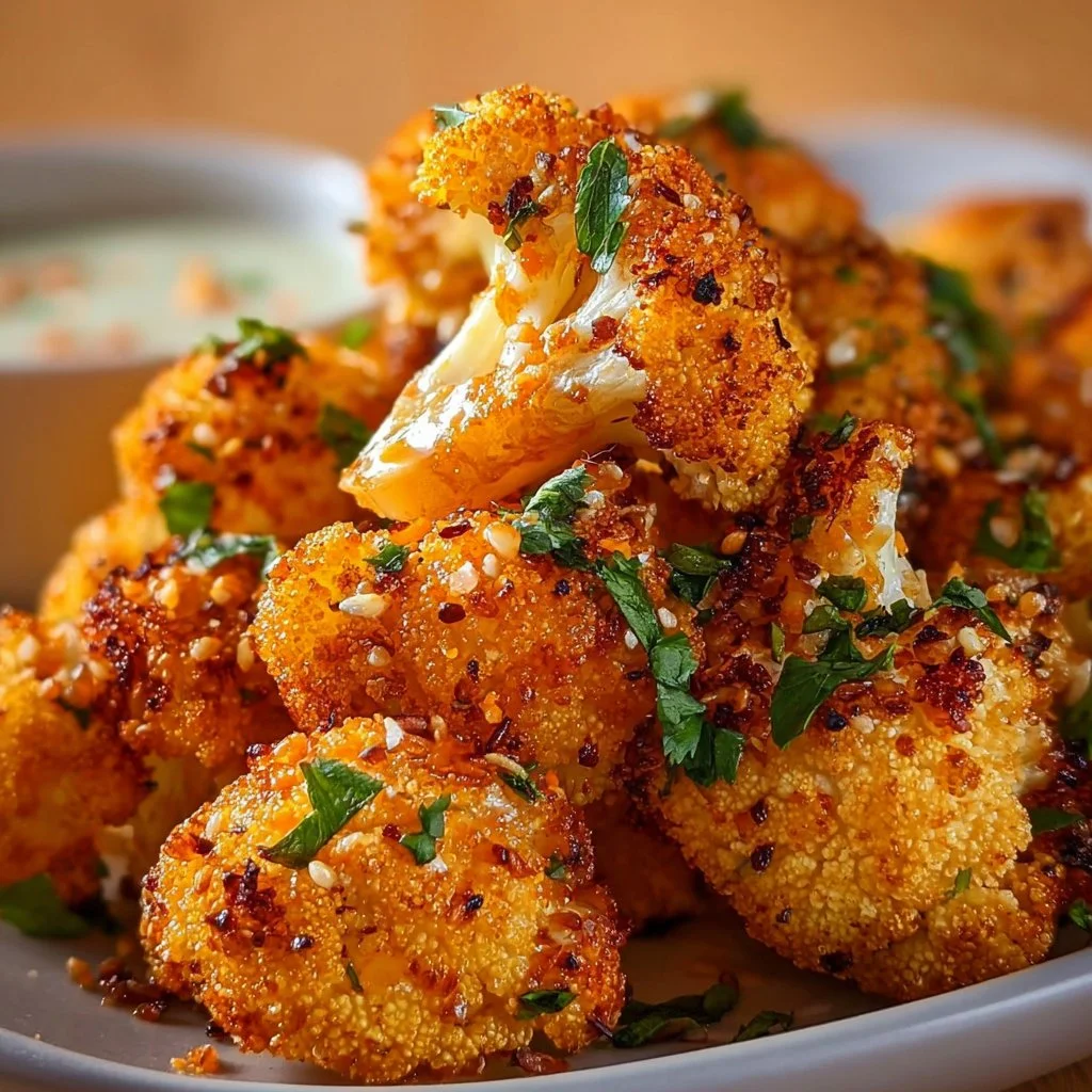 Crispy roasted cauliflower topped with zesty Bang Bang sauce