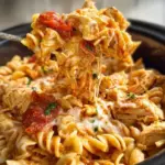 Crock Pot Alfredo Marinara Chicken Pasta with creamy sauce and chicken