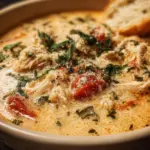 Delicious Crock Pot Creamy Chicken Parmesan Soup served in a bowl
