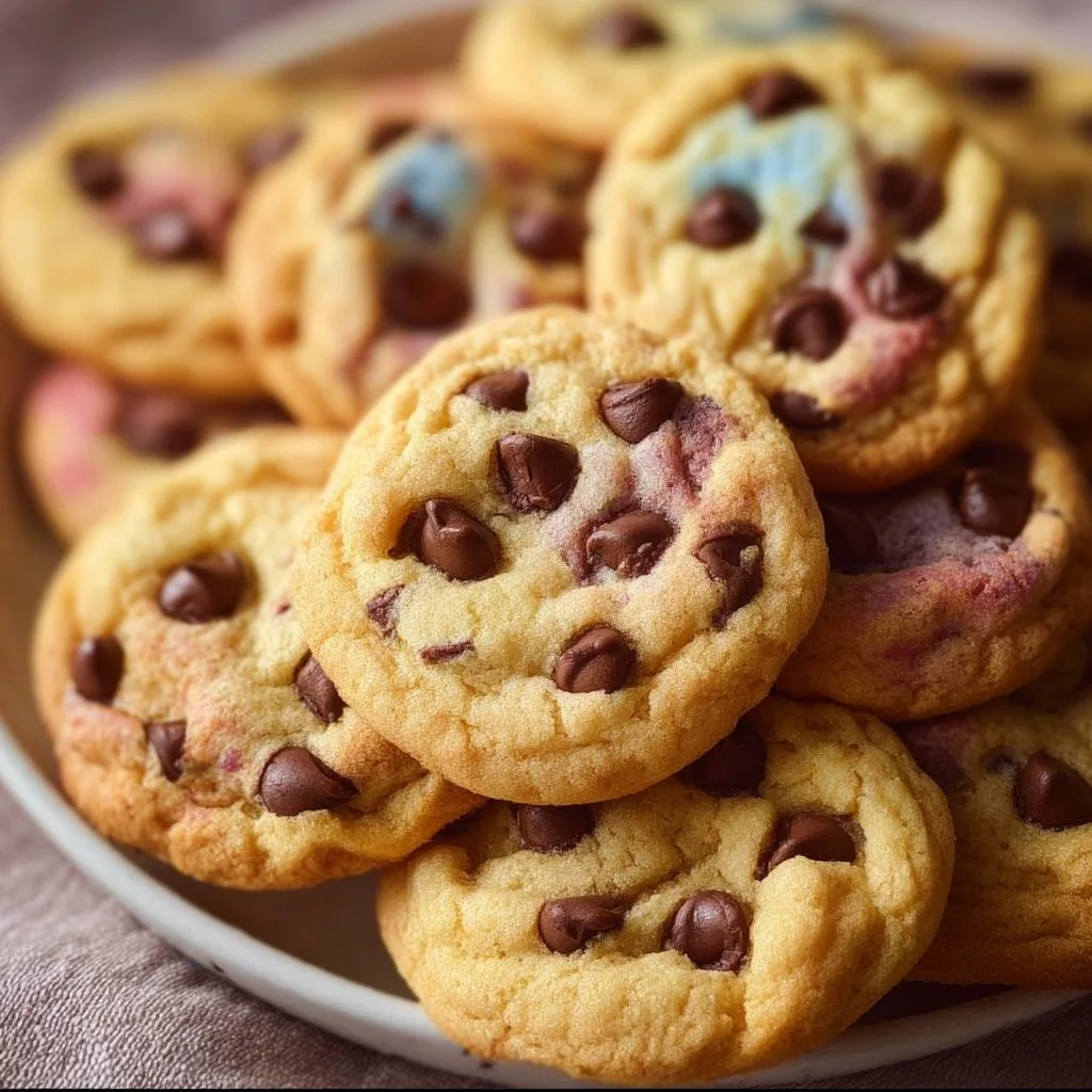 Delicious Easter chocolate chip cookies decorated for springtime festivities
