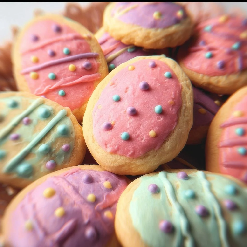 Colorful Easter Egg Cookies decorated for spring celebrations