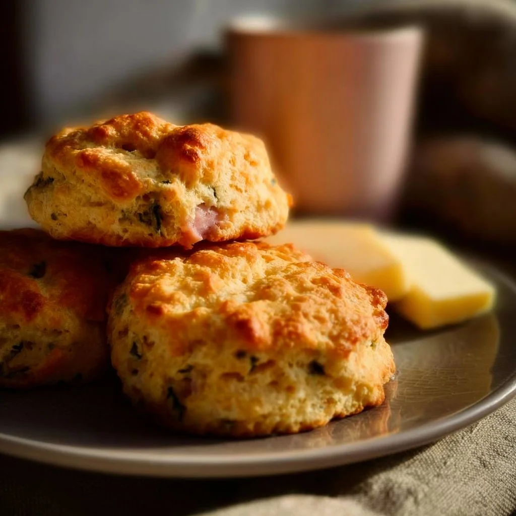 Delicious homemade breakfast protein biscuits ready to serve.