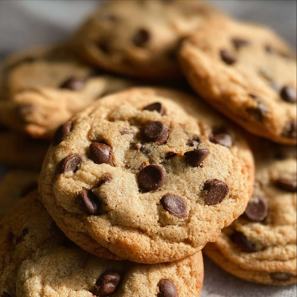 Delicious egg-free chocolate chip cookies on a plate, perfect for dessert.
