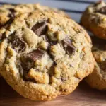 Freshly baked Einkorn chocolate chip cookies on a cooling rack.