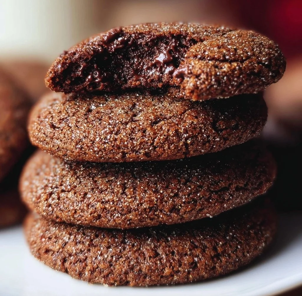 Delicious gingerbread chocolate cookies with festive decorations