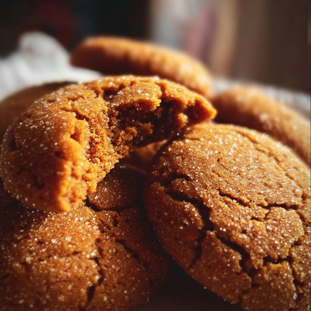 Freshly baked gingersnap cookies with a crispy texture and spiced flavor