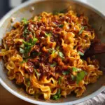 Bowl of homemade chili sauce served with noodles