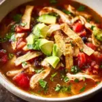 Instant Pot Chicken Tortilla Soup served with fresh toppings