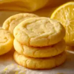 Freshly baked lemon sugar cookies with a sprinkle of sugar on top.